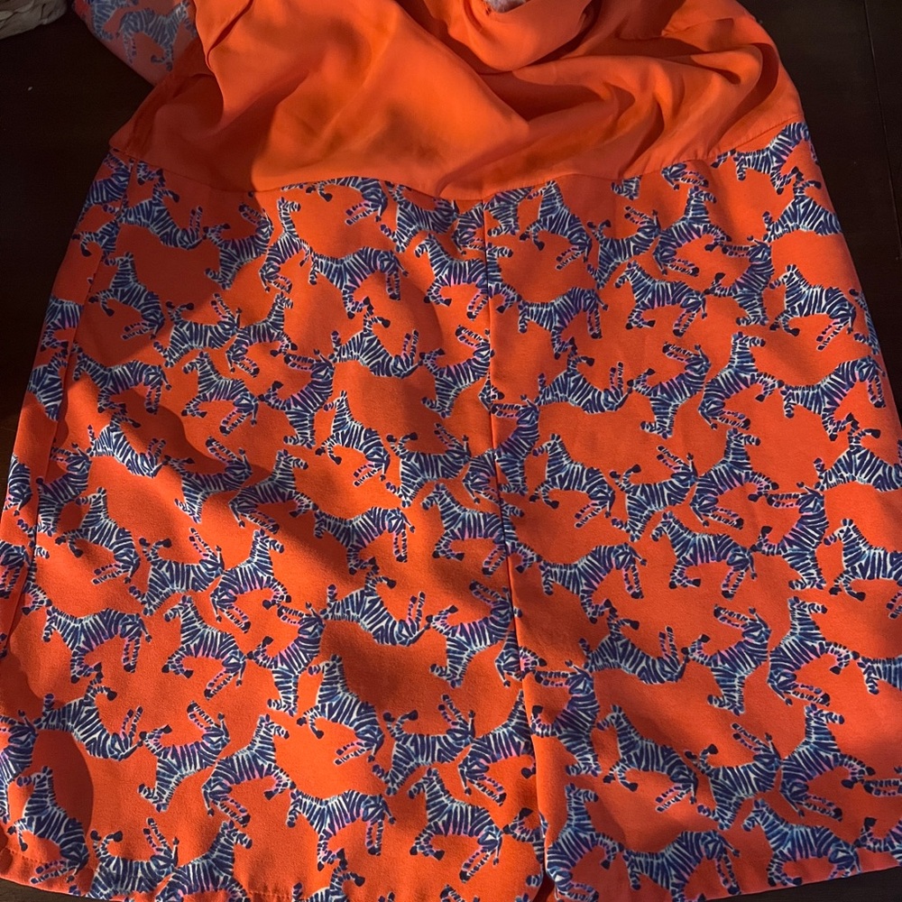 Lilly Pulitzer Pearl Romper Heebee Zeebees gold chain straps coral blue 16 - Picture 4 of 7